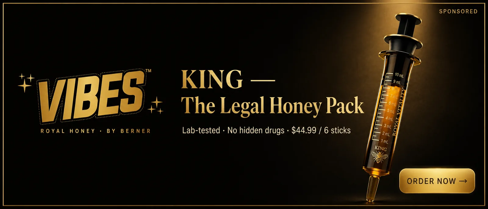 Royal Vibes Honey KING — the legal honey pack by VIBES · Royal Honey by Berner. Lab-tested, no hidden drugs. Order now.